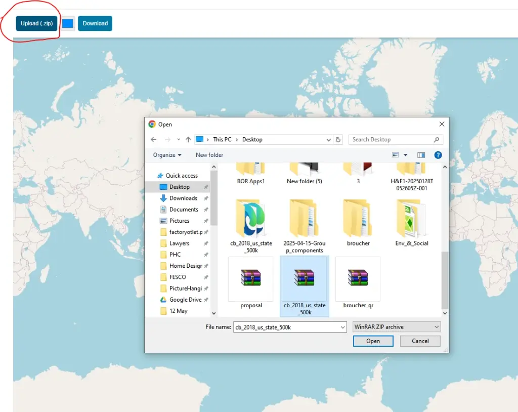 shp file viewer online free web map tool. Drag and drop shapefile file in .zip format GIS data online on map
