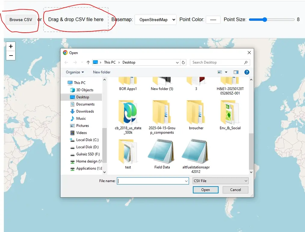 plot latitude and longitude on map
