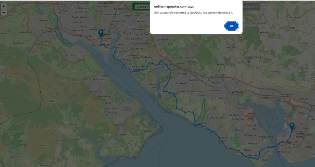 free online tool converting GPX GPS data to GeoJSON mapping format
