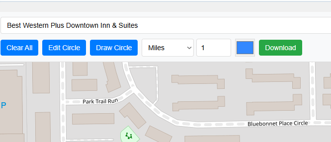 Draw circle around a point on map with radius