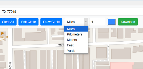 Draw circle around a point on map with radius