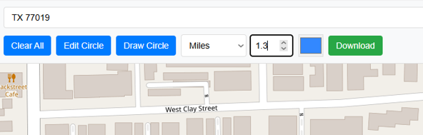 Draw circle around a point on map with radius