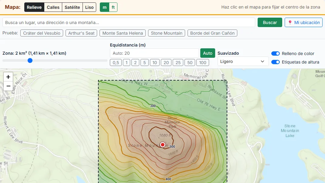 Elige el lugar: haz clic en el mapa, busca o elige un ejemplo
