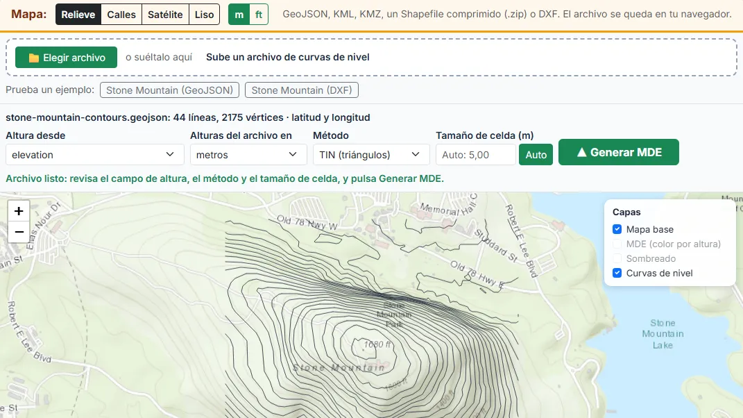 Revisa el campo de altura y las unidades