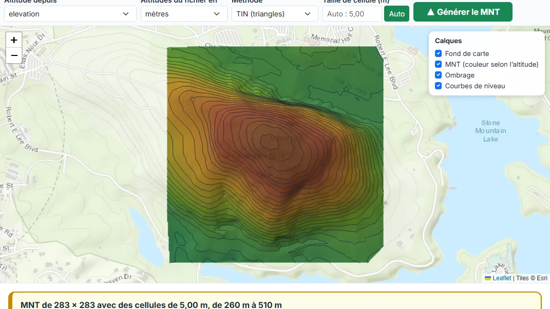 Regardez le MNT sur la carte