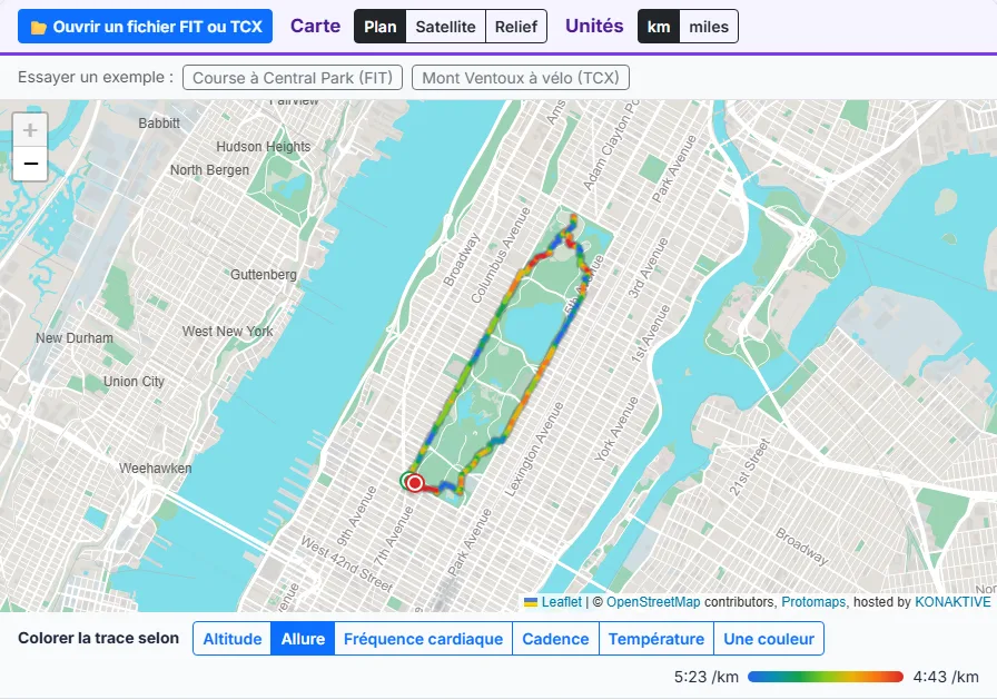 Voyez la trace sur la carte