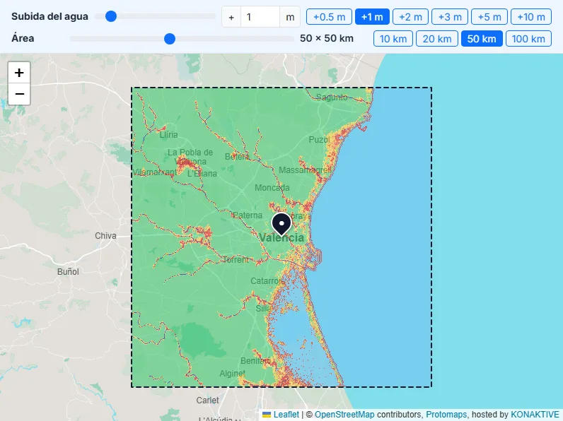 Elige la subida del agua y el área