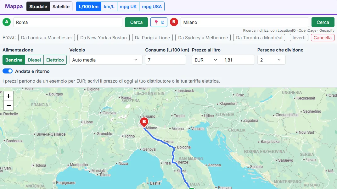 Inserisci i tuoi valori