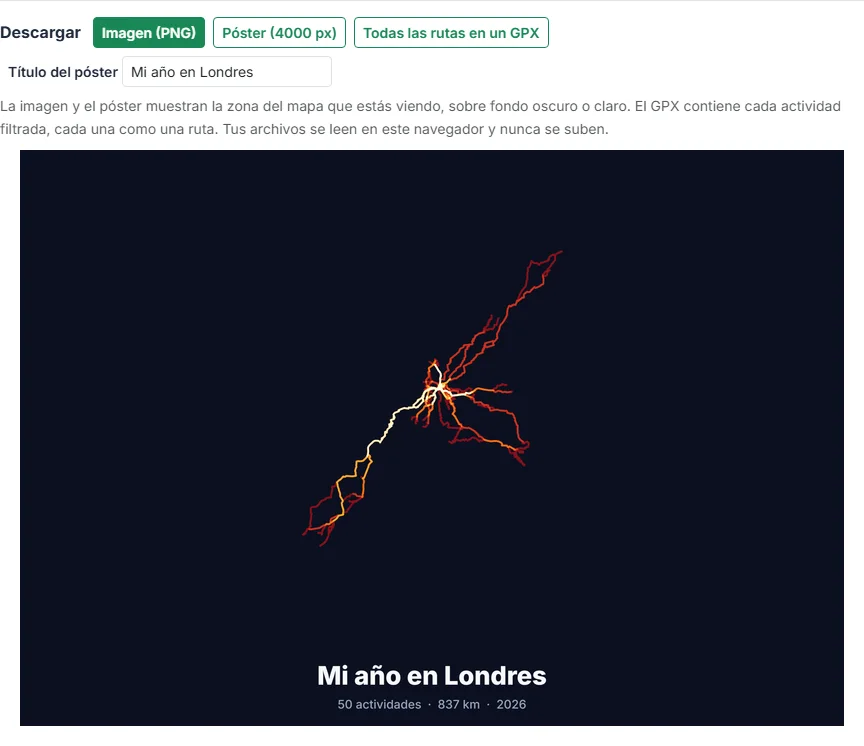 Descarga una imagen, un póster o un GPX