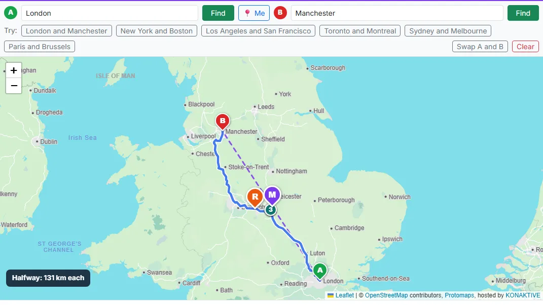 See the halfway point on the map