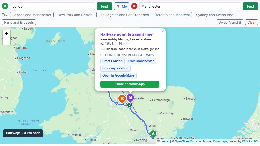 Open the popup and get directions on Google Maps