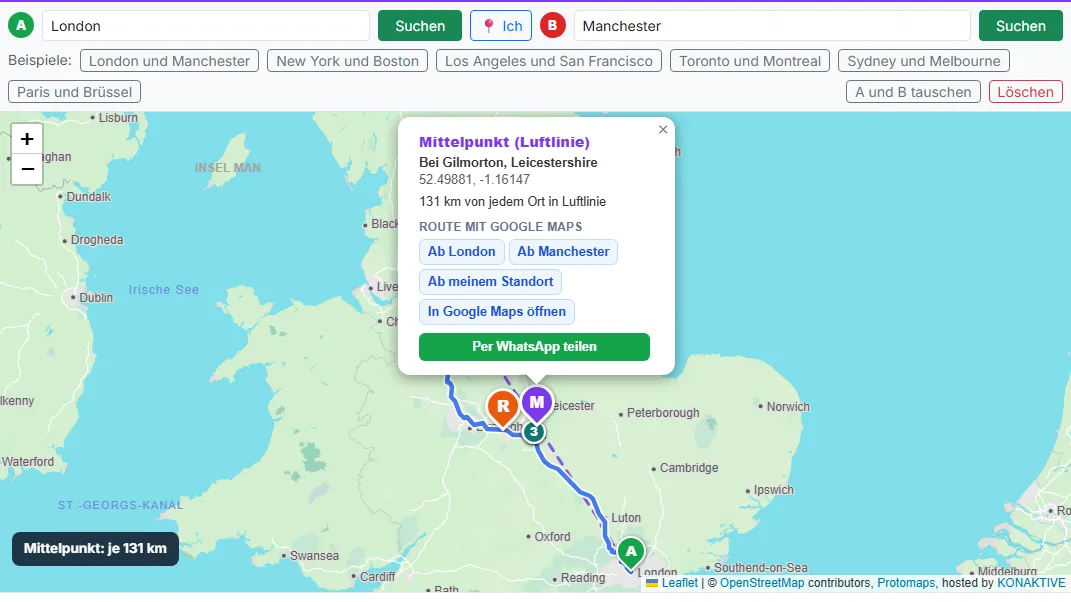 Fenster öffnen und Route in Google Maps holen