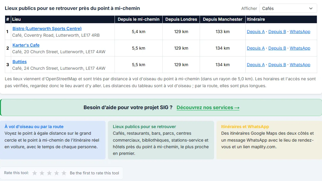 Choisissez un lieu public pour se retrouver à mi-chemin