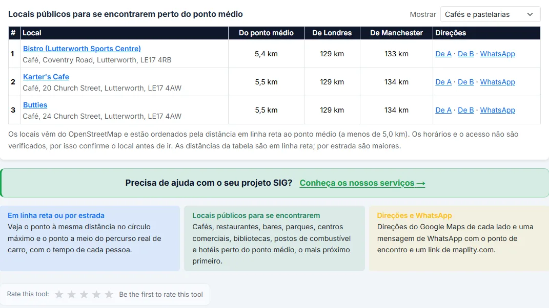 Escolha um local público para se encontrarem a meio caminho