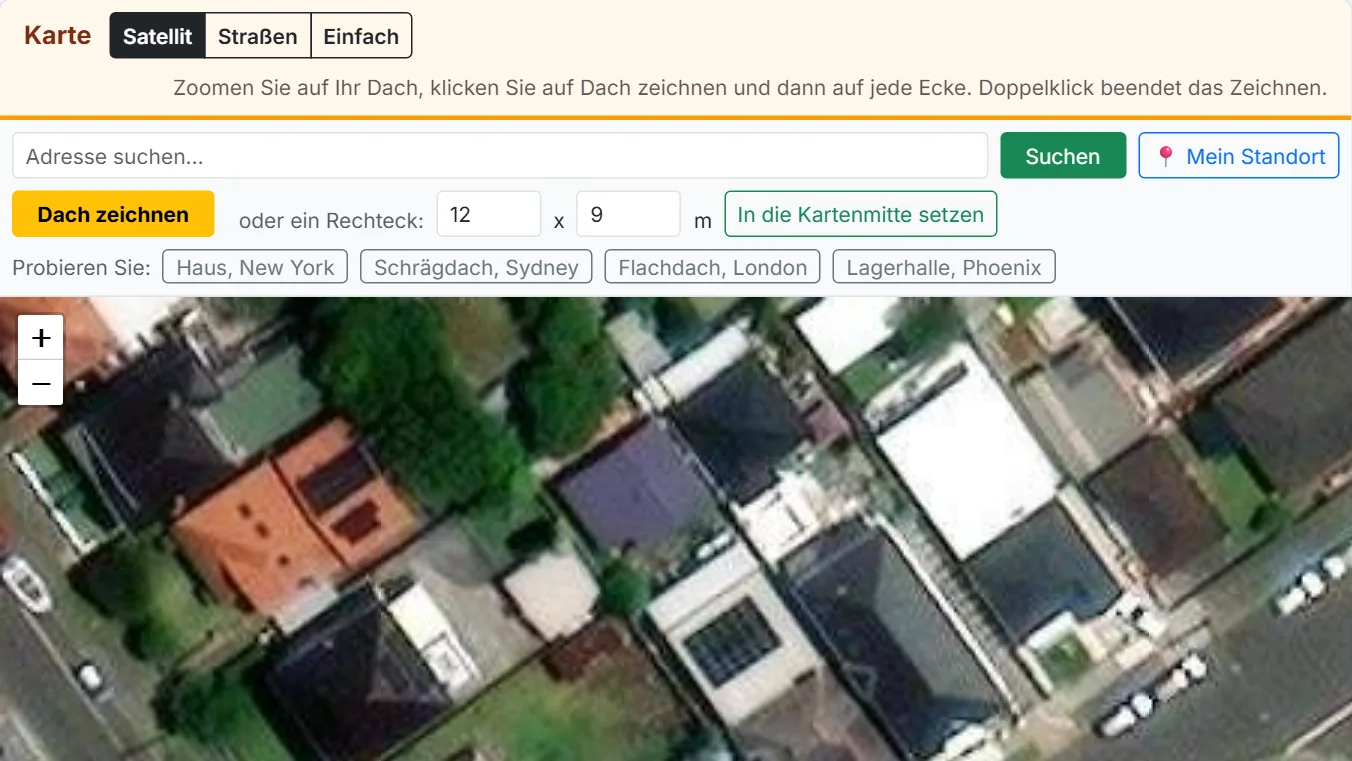 Nutzen Sie den Solar-Rechner nach Adresse: Finden Sie Ihr Gebäude auf der Karte