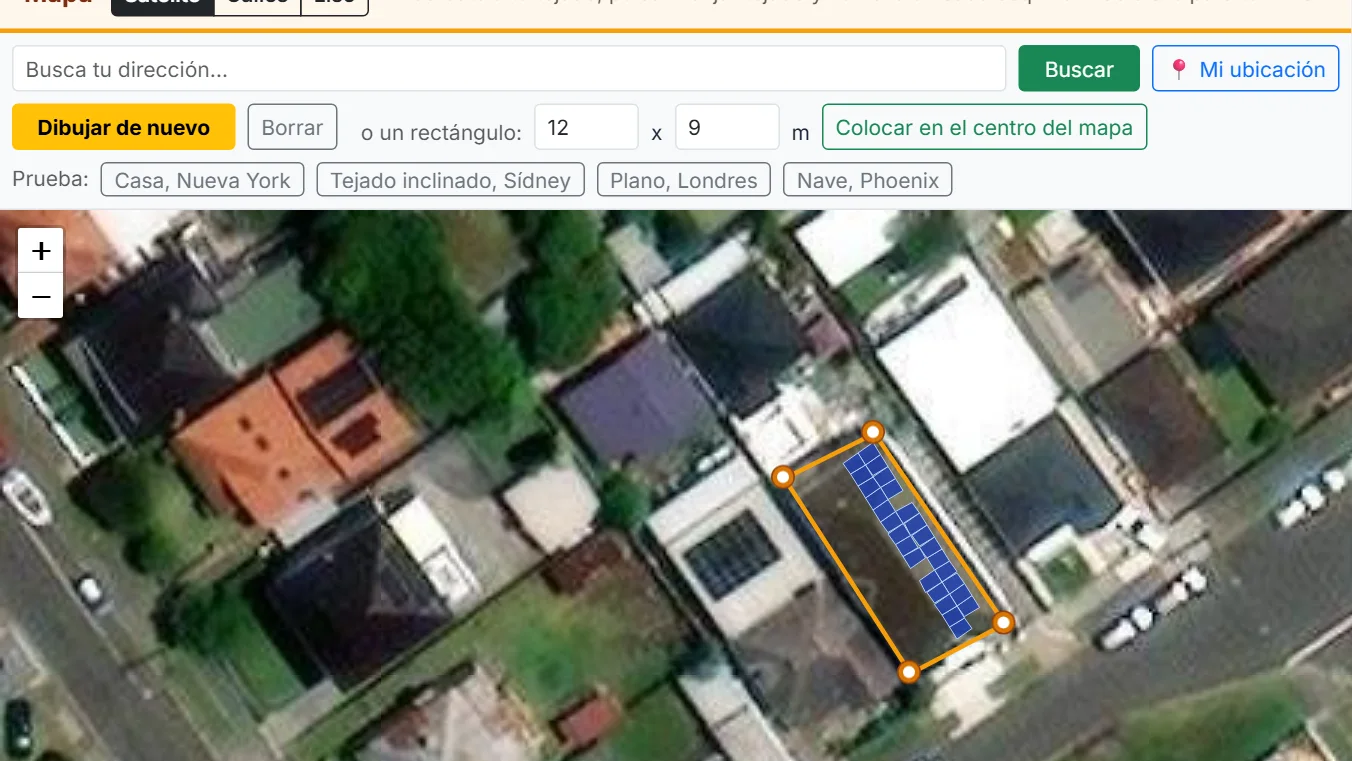 Dibuja el tejado para obtener su superficie, o coloca un rectángulo