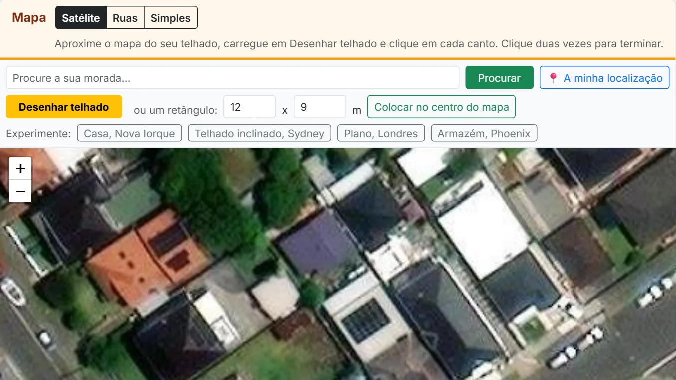 Use a calculadora solar por morada: encontre o seu edifício no mapa