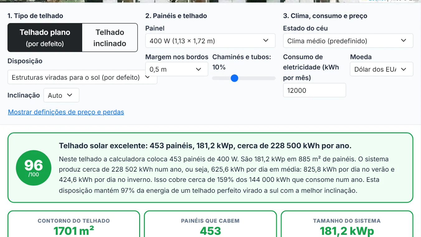 Compare um telhado inclinado com um telhado plano e defina os seus dados