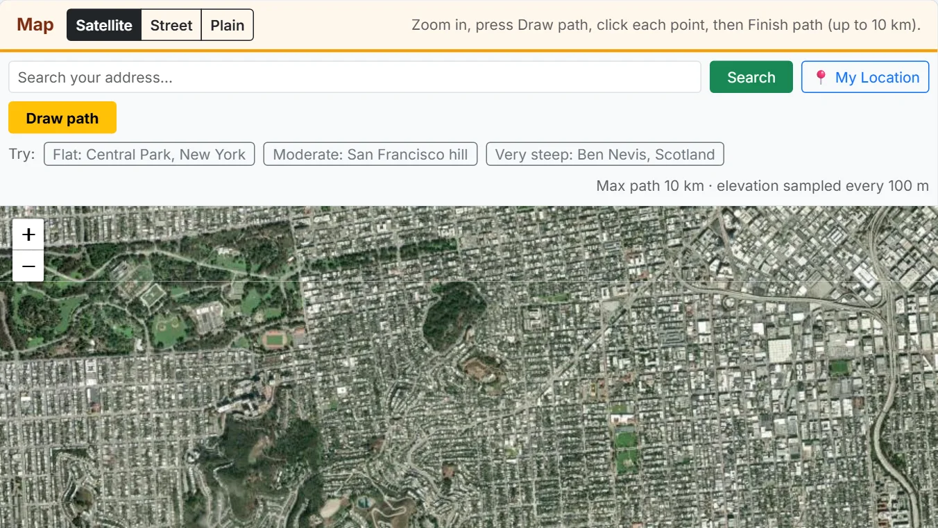 Use the slope calculator by address: find your starting point