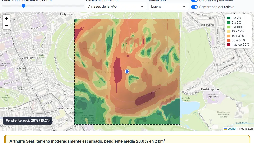 Lee el mapa de pendientes