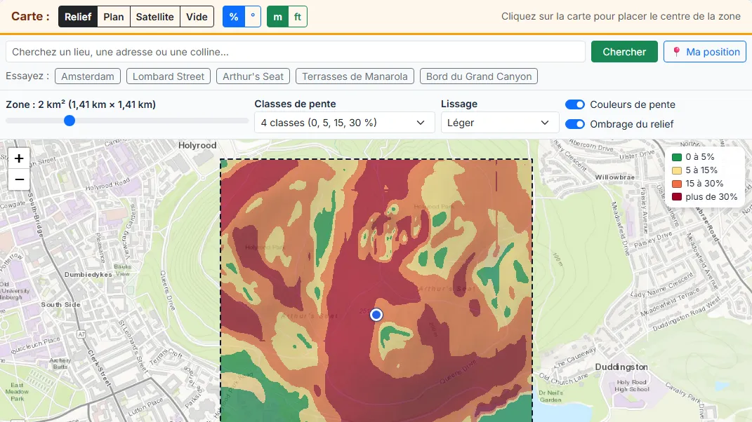 Choisissez le lieu : cliquez sur la carte, cherchez ou prenez un exemple