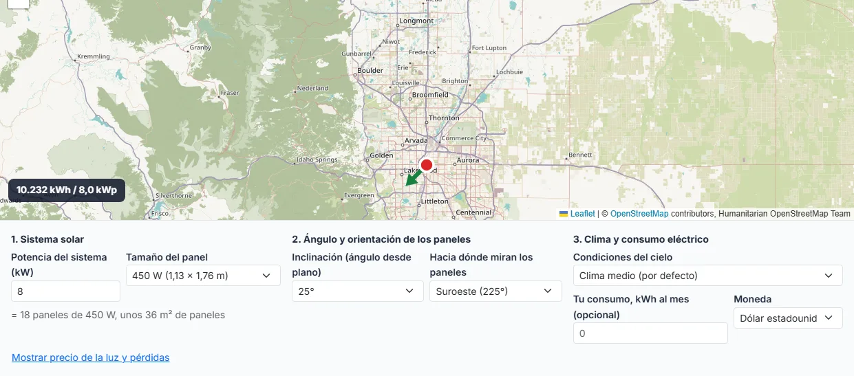 Elige la inclinación y la orientación de los paneles