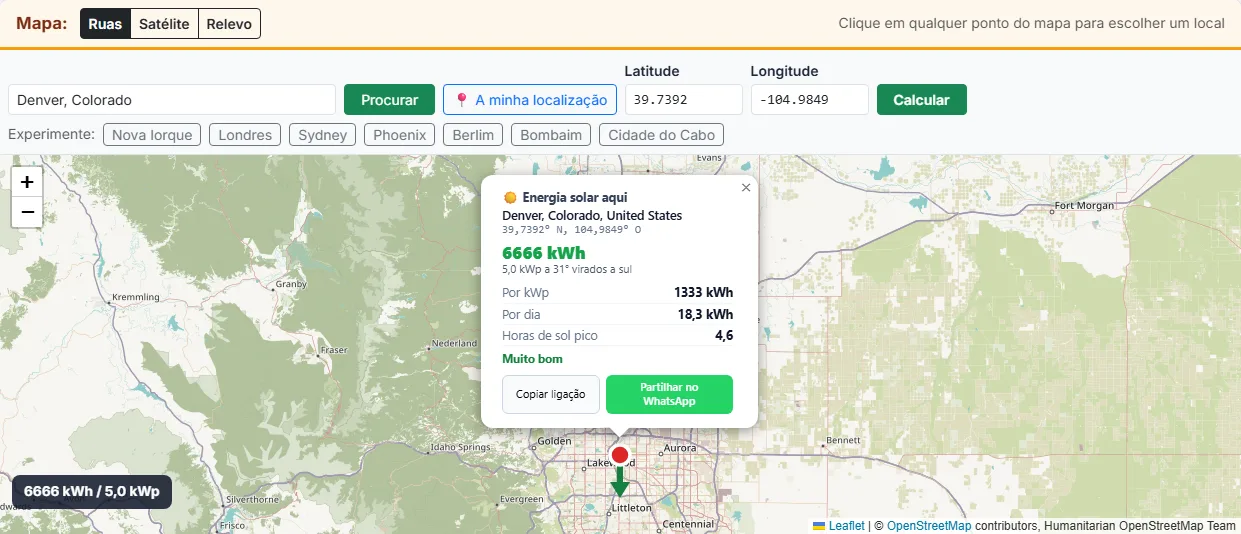 Escolha o seu local: clique no mapa, procure uma morada ou escreva um código postal