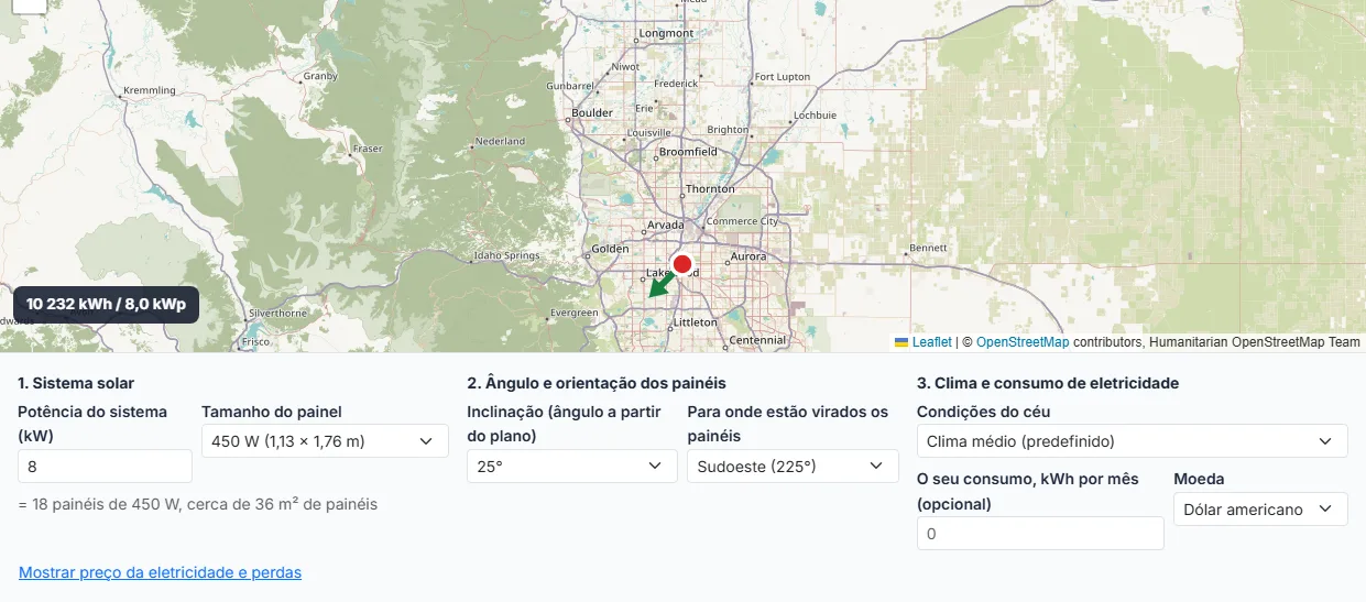 Escolha a inclinação e a orientação dos painéis