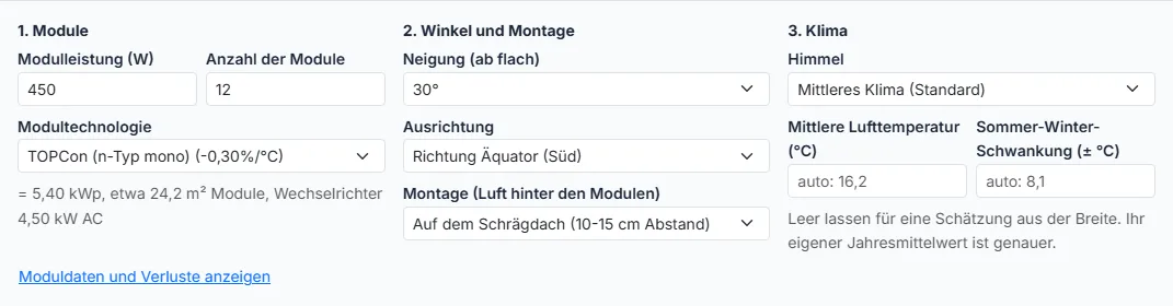 Neigung, Ausrichtung und Montage einstellen