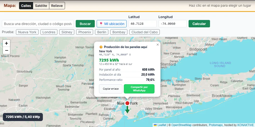 Elige el lugar: haz clic en el mapa, busca una dirección o escribe coordenadas