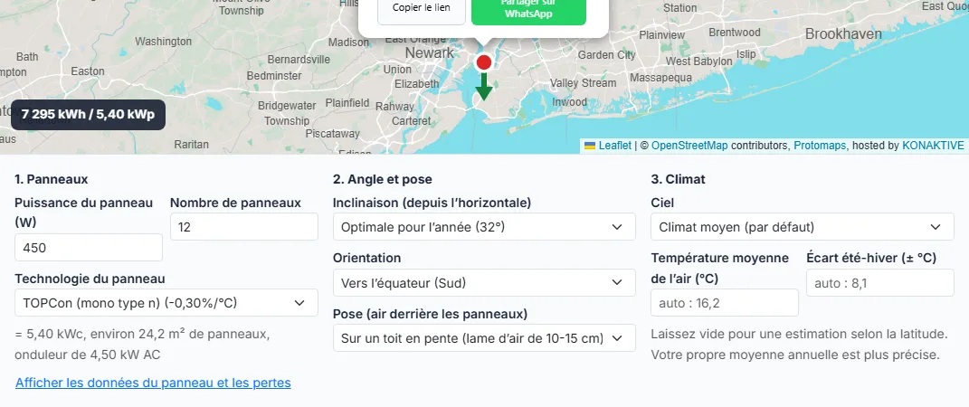 Indiquer la puissance du panneau, le nombre de panneaux et la technologie