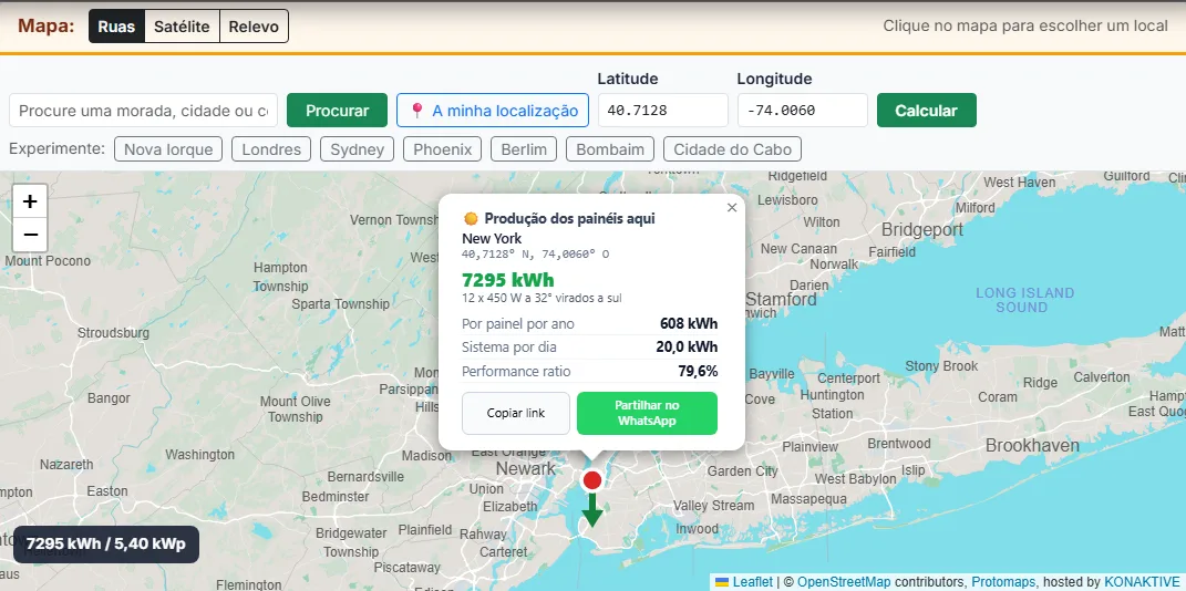 Escolha o local: clique no mapa, procure uma morada ou escreva coordenadas