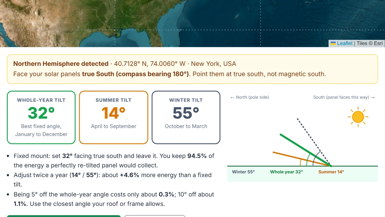Check the detected hemisphere and the panel direction