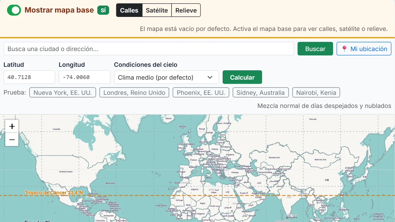 Abre la calculadora y activa el mapa base si lo quieres