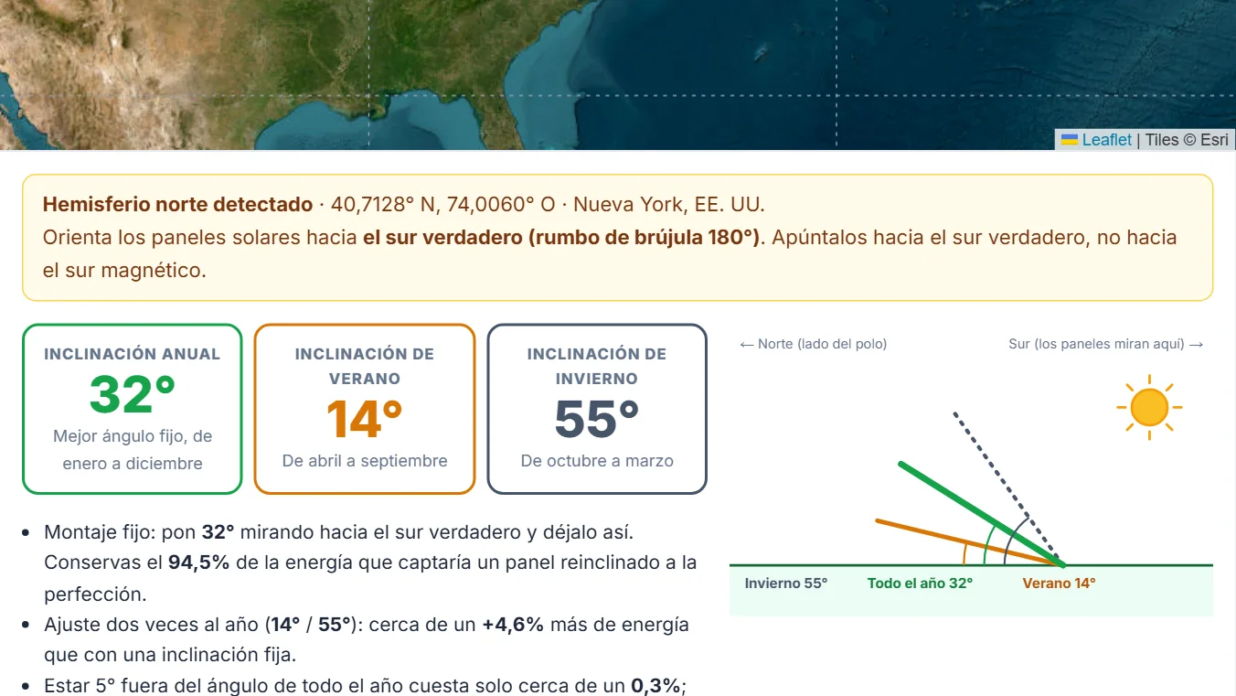 Revisa el hemisferio detectado y la orientación del panel