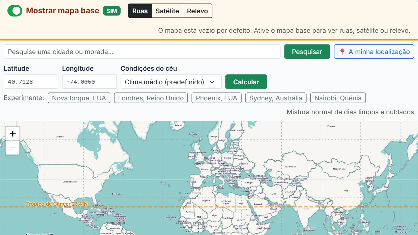 Abra a calculadora e ative o mapa base se quiser