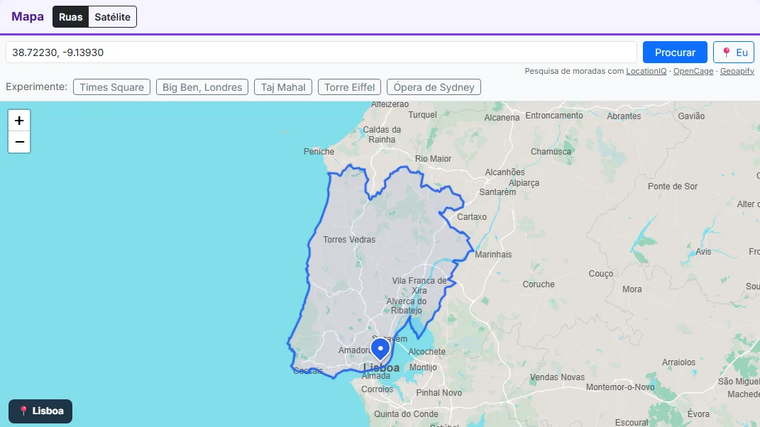 Carregue em Eu para ver a sua divisão atual